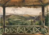 Rudolf von Alt, View from the Dorotheenbaude over the hills and woods of Schloß Grätz