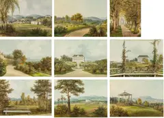 Josef Kuwasseg, 9 Watercolours with views of Schloss Premstätten in Styria, watercolour on paper
