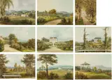 Josef Kuwasseg, 9 Watercolours with views of Schloss Premstätten in Styria, watercolour on paper