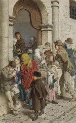 Alois Greil, Monastery soup, 1900, watercolour on paper