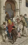 Alois Greil, Monastery soup, 1900, watercolour on paper