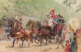 Ludwig Koch, Flower parade in the Vienna Prater, 1906, watercolour on paper