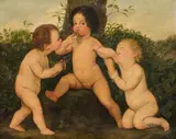 Wenzel (Norbert) Schránil, Three putti making music, 1843, oil on canvas
