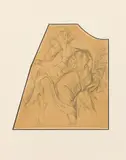Hans Makart, Die Pest in Florenz" (design sketch), pencil on paper on cardboard