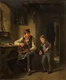 Hanno Rhomberg, At the bird dealer, 1862, oil on panel