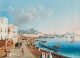 Harbour of Naples with view on the Vesuvius by Neapolitan Master of the 19th Century, gouache on paper, sold Jul 2021