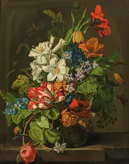 Sebastian Wegmayr, Still life of flowers with lilies and tulips, c. 1822, oil on panel