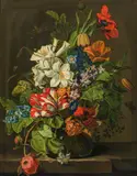 Sebastian Wegmayr, Still life of flowers with lilies and tulips, c. 1822, oil on panel