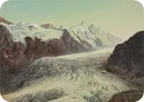 Thomas Ender, Großglockner with the Pasterze, oil on cardboard