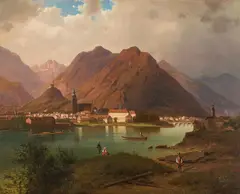 Ferdinand Lepié, View of Schwaz in Tyrol, 1865, oil on canvas