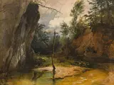 Friedrich Gauermann, Roebuck in a gorge on a brookside