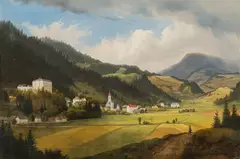 Markus Pernhart, Himmelberg with Biberstein Castle, c. 1853, oil on canvas