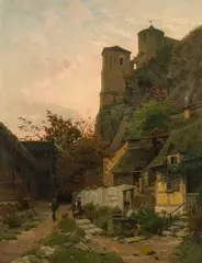 Hermann Schnee, Castle complex, oil on canvas