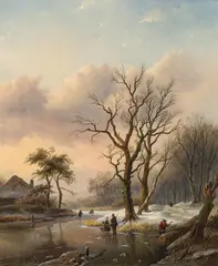 Winter landscape by Jan Jacob Spohler, oil on canvas, sold Jul 2021