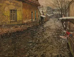 Eduard Ameseder, Mühlbach" (millstream), oil on canvas