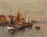 Georg Fischhof, Fishing boats in the harbour