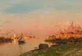Adelsteen Normann, Norwegian fishing village at sunset