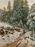 Hugo Darnaut, Winter im Walde" (winter in the forest), 1904, oil on canvas
