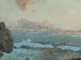 Alfred Zoff, Brandung an italienischer Küste, oil on canvas on cardboard