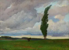Herbststurm" (storm in autumn) by Constantin Damianos, 1926, oil on canvas, sold Jul 2021