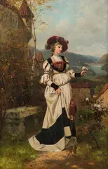 Alphons Bodenmüller, Lady in renaissance costume, 1879, oil on canvas