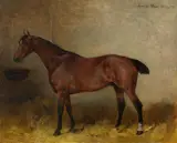 Julius von Blaas, Horse in the stable, 1878, oil on canvas