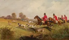 Alfred Steinacker, Fox hunt, oil on canvas