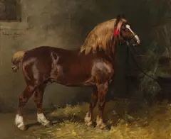 Julius von Blaas, Horse in the stable, 1891, oil on canvas