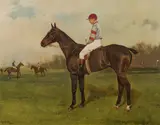 Alfred Grenfell Haigh, Racehorse "Kingfisher" with his jockey, 1902, oil on canvas