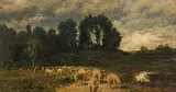 Otto von Thoren, Flock returning home, oil on panel