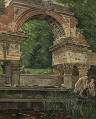 Ernst Graner, Roman ruins in the park of Schönbrunn Palace, 1909, oil on canvas