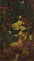 Fountain in the forest by Ferdinand Lorber, 1911, oil on canvas, sold Jul 2021