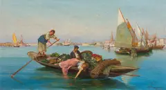 Venetian canal by Pietro Barucci, oil on canvas, sold Jul 2021