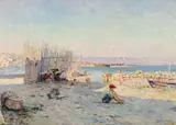 Julien Gustave Gagliardini, Shell collectors on the beach, 1912, oil on canvas