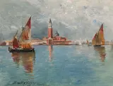 Oszkár Mendlik, Venice, view of San Giorgio Maggiore, 1893, oil on panel; unframed