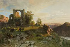 Hugo Darnaut, Landscape with ruins of a church, 1876, oil on canvas