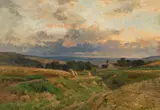 Hugo Darnaut, Harvest landscape near Maria Anzbach, oil on canvas