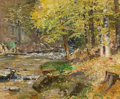 Forest stream near Deutschlandsberg by Marie Egner, c. 1929, oil on canvas, sold Jul 2021