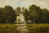 Léon Richet, Landscape at Fontainebleau, oil on canvas