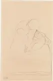 Crouching nude on a daybed (study related to "Tod und Leben") by Gustav Klimt, 1908/09, pencil on paper, sold Jul 2021