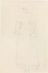 Gustav Klimt, Reading or singing female figure from the front (study related to the Stoclet Frieze), c. 1907, pencil on paper