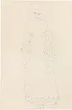 Reading or singing female figure from the front (study related to the Stoclet Frieze) by Gustav Klimt, c. 1907, pencil on paper, sold Jul 2021