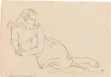 Oskar Kokoschka, Aufgestützt liegende Frau mit offenem Haar
