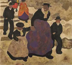 Alfons Walde, Kirchenstiege, c. 1922, oil tempera on cardboard