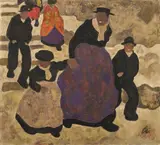 Alfons Walde, Kirchenstiege, c. 1922, oil tempera on cardboard
