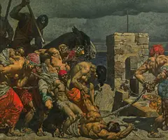 Alexander Rothaug, Die Gefangenen, oil on canvas