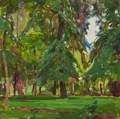 Carl Moll, Park landscape, Förever Park in the midday sun, 1926, oil on panel