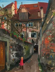 Gasse by Rudolf Wacker, 1928, oil on cardboard, sold Jul 2021