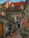 Rudolf Wacker, Gasse, 1928, oil on cardboard