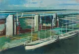 Joseph Floch, White Ships (Aberdeen), 1952, oil on canvas